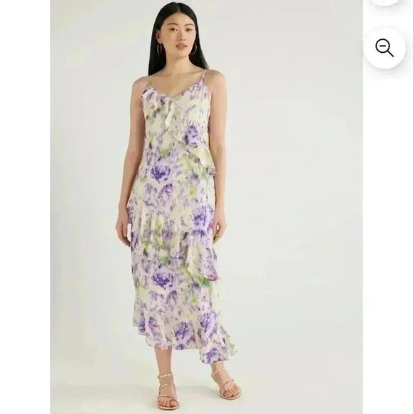 Scoop Women’s Ruffle Slip Bias Cut  Sleevless Dress Size Large - Picture 1 of 7
